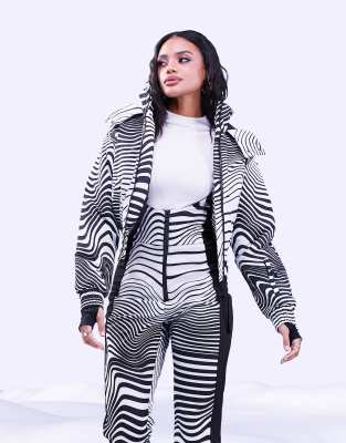 Asos Design 4505 Tall Ski Puffer In Mono Print-multi