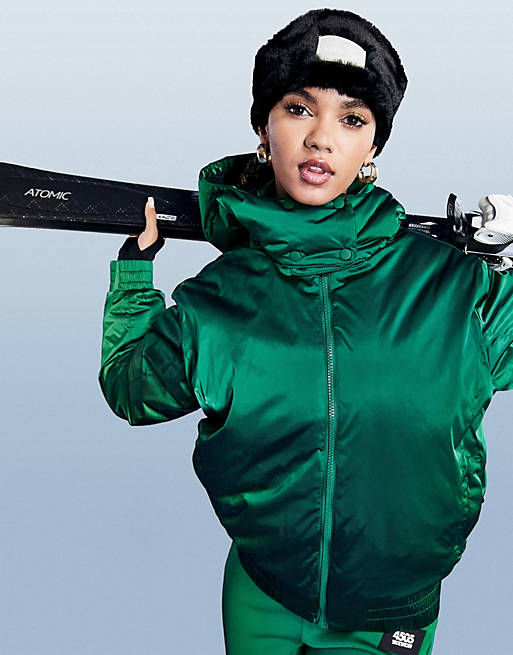 Women ski puffer jacket with hood 