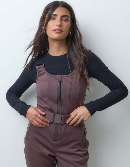 ASOS 4505 Ski - Rødbrune vandafvisende softshell-skibukser med tætsiddende talje, 2 af 5