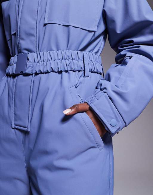 ASOS 4505 Ski retro belted ski suit with funnel neck in chalk blue, 2 of 4