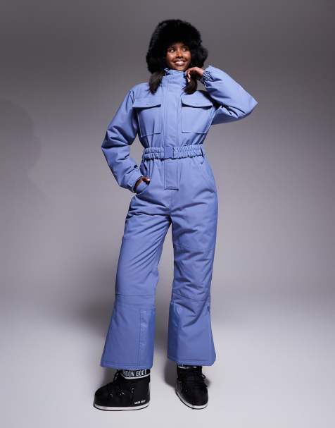 ASOS - 4505 Ski - Retro skipak met ceintuur en opstaande boord in krijtblauw - view 1