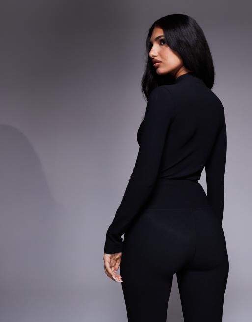ASOS 4505 Ski ribbed fleece back base layer body with thermal treatment in black, 4 of 4