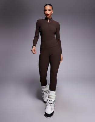 Asos 4505 Ski & Snow Asos 4505 Ski Ribbed Fleece Back Base Layer Body With Thermal Treatment In Brown