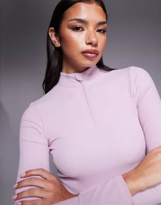 Asos 4505 Ski & Snow Asos 4505 Ski Ribbed Fleece Back Base Layer Long Sleeve 1/4 Zip With Thermal Treatment In Pink