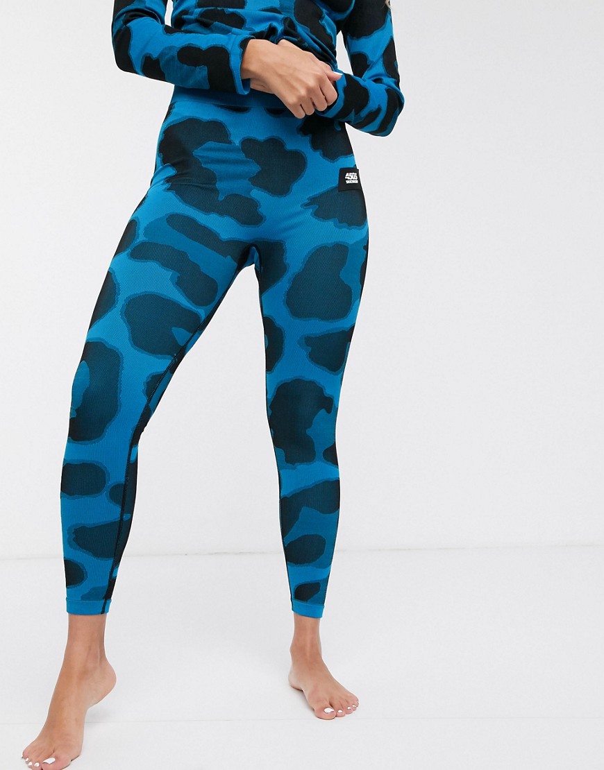 ASOS 4505 ski seamless base layer legging in blue cheetah print