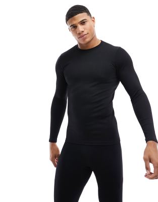 ASOS 4505 Petite Seamless Rib Long Sleeve All in Black