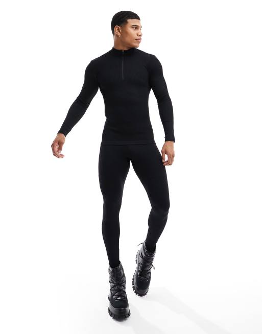 ASOS 4505 Ski seamless rib base layer long sleeve t-shirt with 1/4 zip