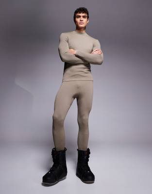 4505 Ski seamless thermal base layer leggings in clay-Gray