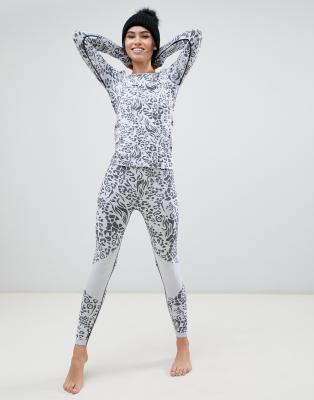 ASOS 4505 ski base layer legging in thermal brushed animal print