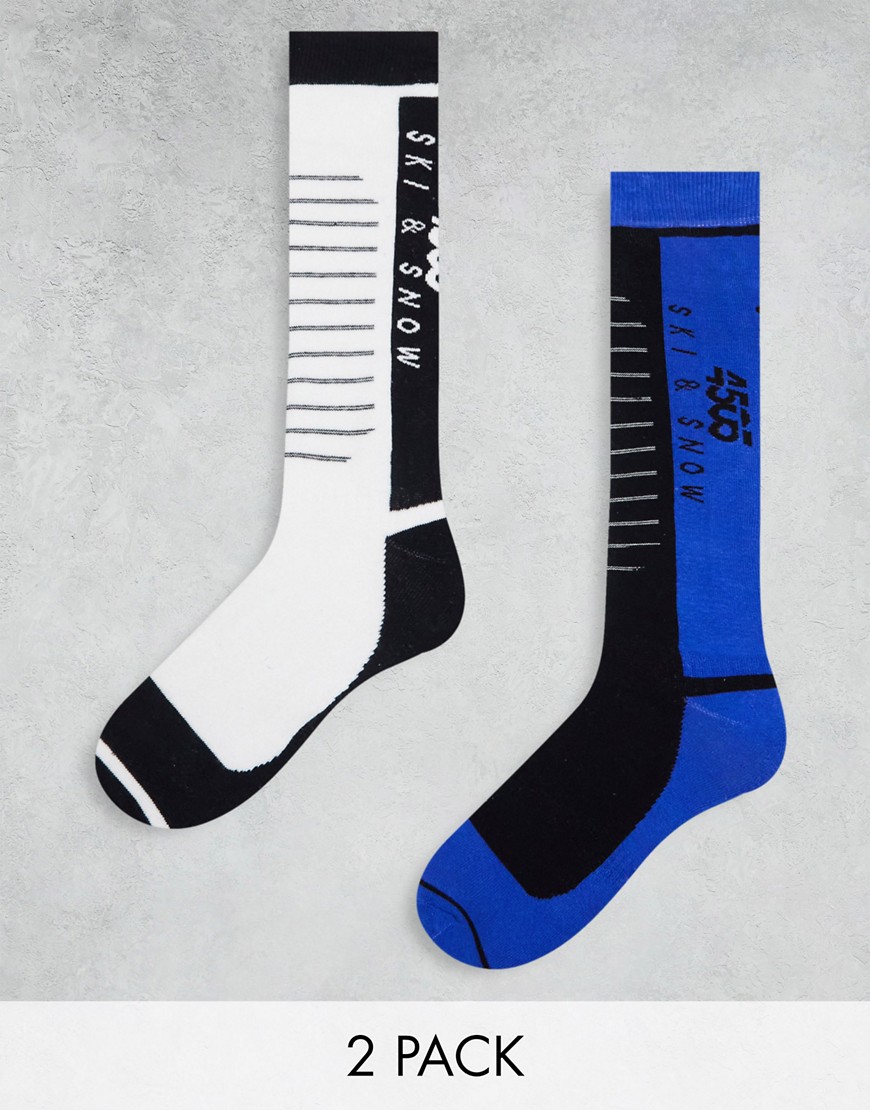 ASOS 4505 ski socks 2 pack-Black