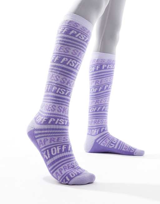 CerbeShops 4505 ski socks in lilac apres ski print