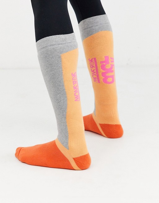 ASOS 4505 ski socks in neon orange