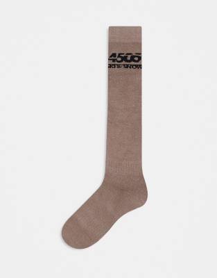 Asos Design 4505 Ski Socks With Anti Bacterial Finish In Clay-neutral