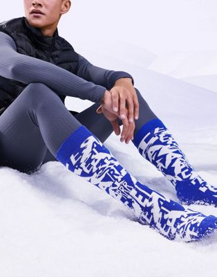 ASOS 4505 ski socks with graphic knit-Blue