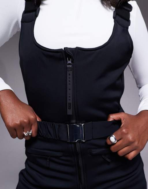 ASOS 4505 Ski soft shell belted water repellent bib overalls in black