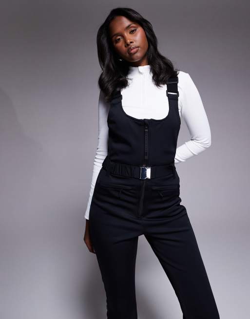 ASOS 4505 Ski soft shell belted water repellent bib overalls in black