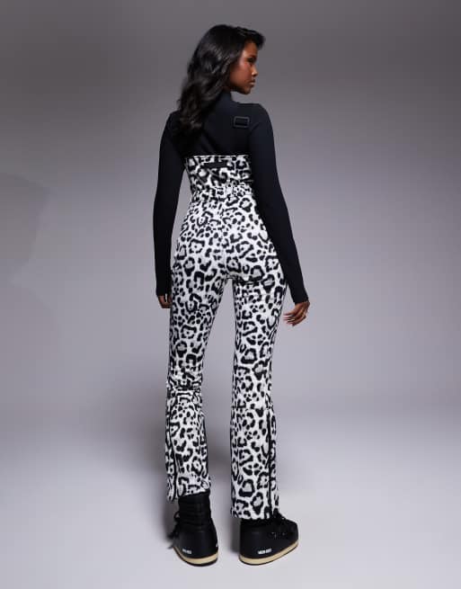 ASOS 4505 Ski soft shell belted water repellent bib overalls in snow leopard