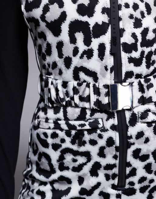 ASOS 4505 Ski soft shell belted water repellent bib overalls in snow leopard