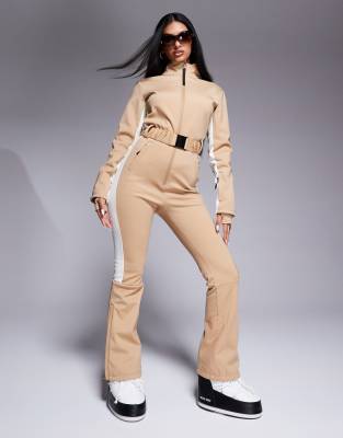Asos Design 4505 Ski Soft Shell Water Repellent Insulated Ski Suit In Caramel-neutral