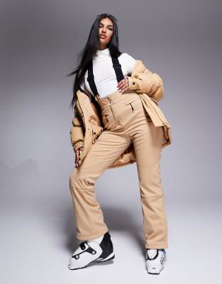 ASOS 4505 ASOS 4505 Ski soft shell water repellent kick flare ski trousers in caramel-Neutral