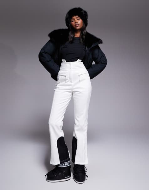 ASOS 4505 Ski soft shell water repellent kick flare ski trousers in white - view 1