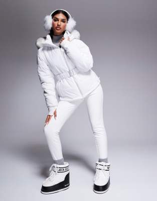 Asos Design 4505 Ski Soft Shell Water Repellent Skinny Ski Pants In White