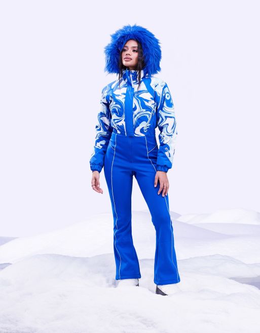 ASOS 4505 Petite Ski Suit With Blue Swirl Print for Women