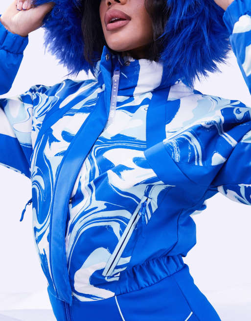 ASOS 4505 ski suit with blue swirl print