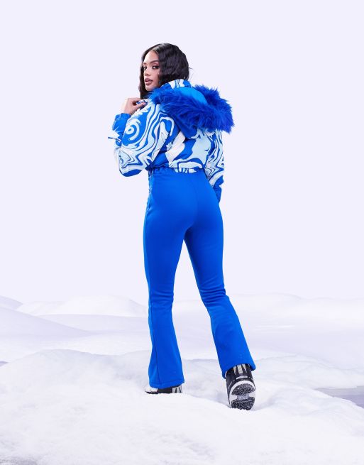 ASOS 4505 ski suit with blue swirl print