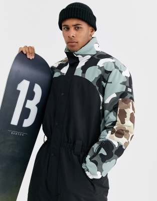 Asos Design Asos 4505 Ski Suit With Camo Panel black ModeSens