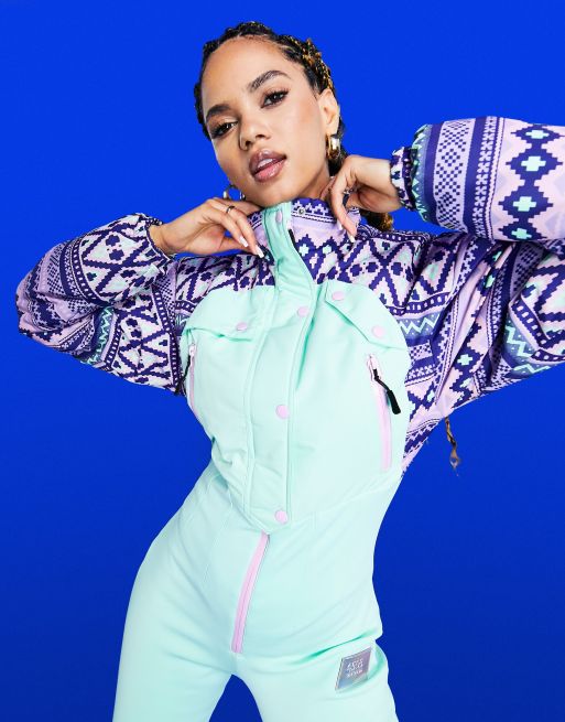 ASOS 4505 ski suit with retro geo print detail