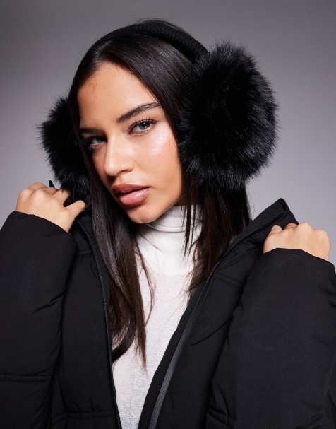 ASOS 4505 – Ski – Svarta öronmuffar i fuskpäls för skidåkningen - view 1