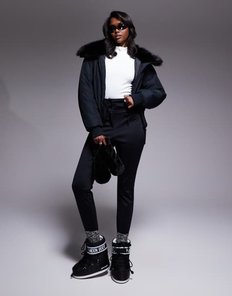 ASOS 4505 Ski – Svarta, vattenavvisande, smala skidbyxor i mjukt skalmaterial - view 1