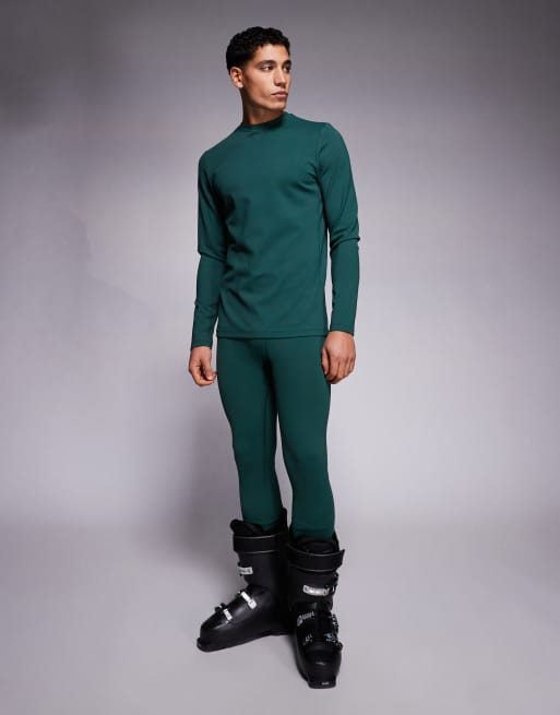 ASOS 4505 Ski thermal fleece back base layer long sleeve with sweat wicking in dark green, 2 of 5