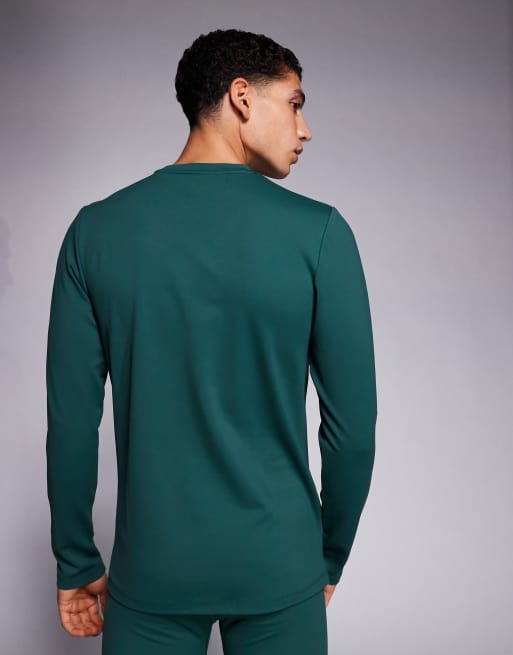 ASOS 4505 Ski thermal fleece back base layer long sleeve with sweat wicking in dark green, 3 of 5