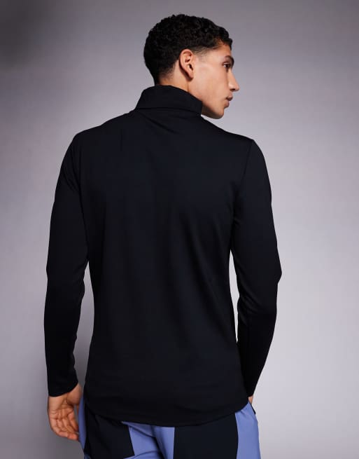ASOS 4505 Ski thermal fleece back base layer roll neck top with sweat wicking in black, 3 of 5