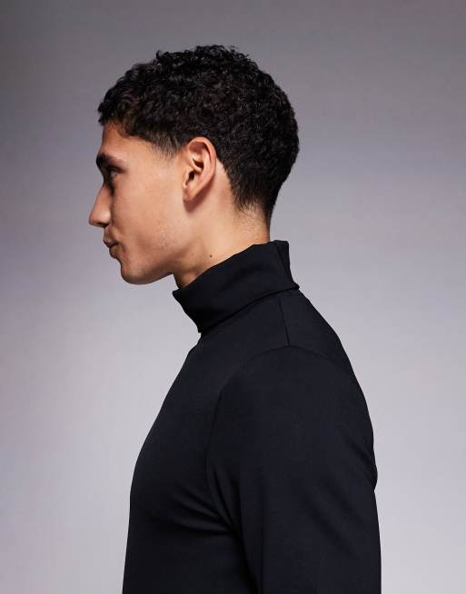 ASOS 4505 Ski thermal fleece back base layer roll neck top with sweat wicking in black, 4 of 5
