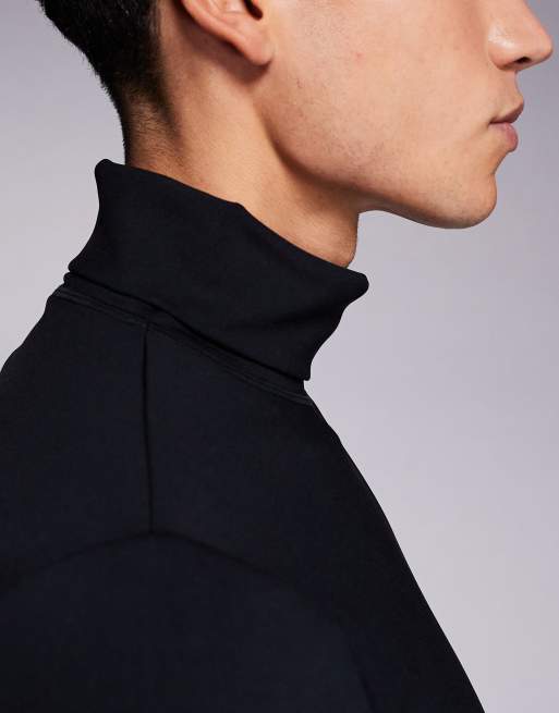 ASOS 4505 Ski thermal fleece back base layer roll neck top with sweat wicking in black, 5 of 5