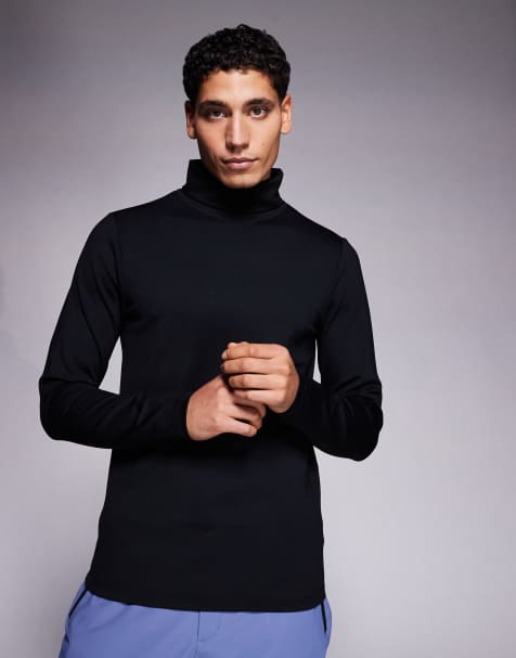 ASOS 4505 Ski thermal fleece lined sweat wicking base layer turtle neck top in black - view 1