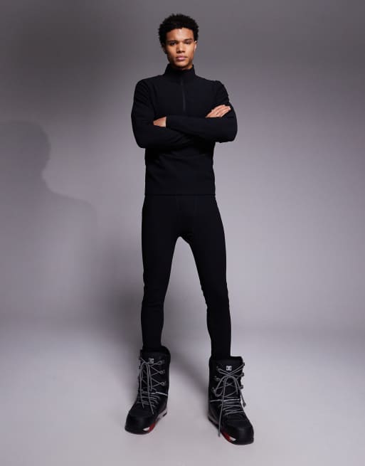 ASOS 4505 Ski thermal ribbed fleece back base layer 1/4 zip with sweat wicking in black, 2 of 5