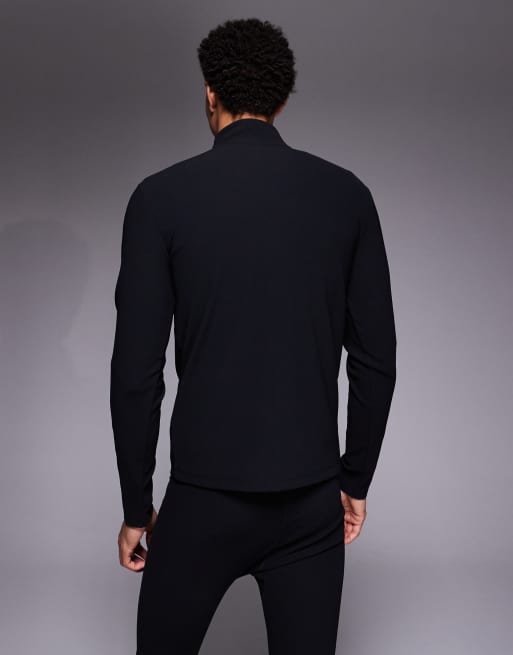ASOS 4505 Ski thermal ribbed fleece back base layer 1/4 zip with sweat wicking in black, 3 of 5