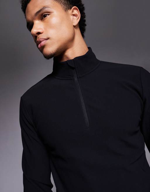 ASOS 4505 Ski thermal ribbed fleece back base layer 1/4 zip with sweat wicking in black, 5 of 5