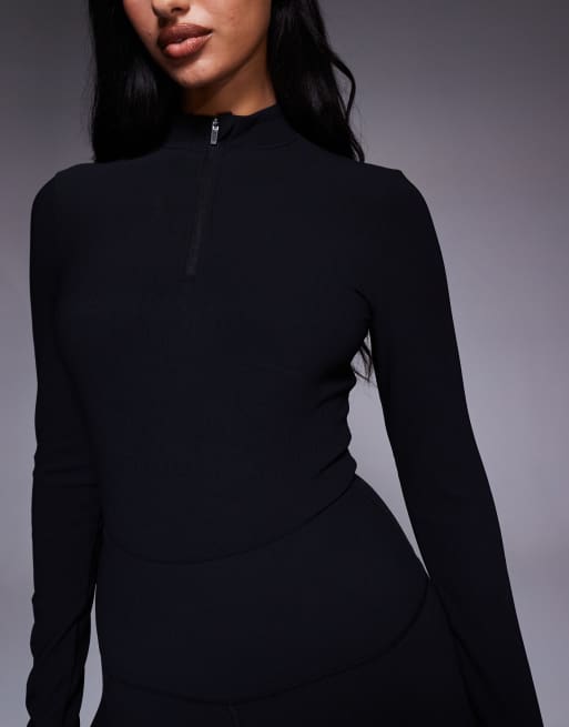 ASOS 4505 Ski thermal ribbed fleece back base layer body with sweat wicking in black