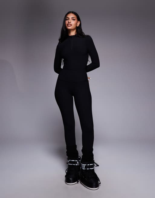 ASOS 4505 Ski thermal ribbed fleece back base layer body with sweat wicking in black
