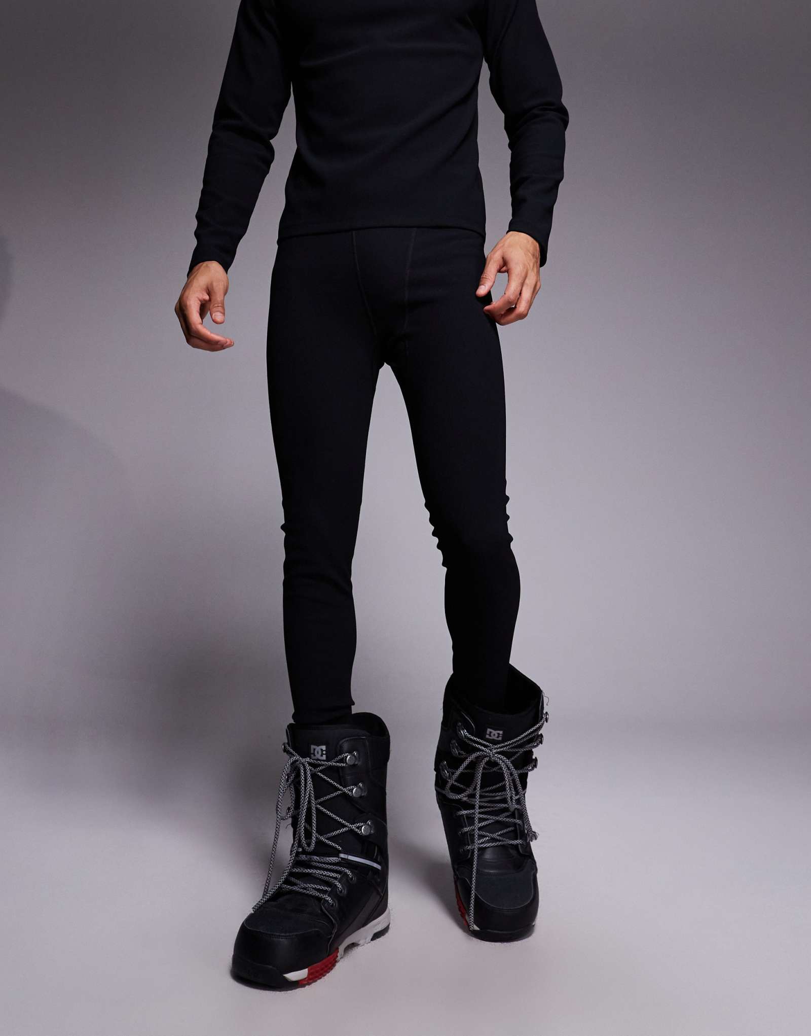 Лыжные термо-леггинсы ASOS 4505 черного цвета с ребристой флисовой подкладкой, впитывающие пот