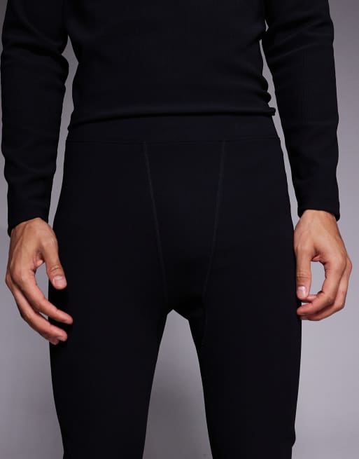ASOS 4505 Ski thermal ribbed fleece lined sweat wicking base layer leggings in black, 4 of 5
