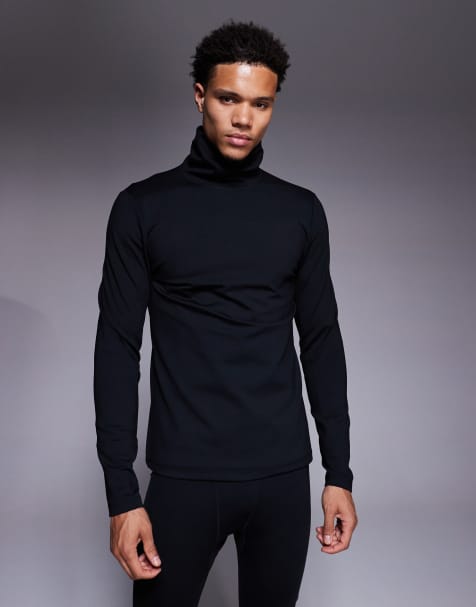 ASOS 4505 Ski - Top base layer da sci nero a collo alto con trattamento termico e interno in pile - view 1