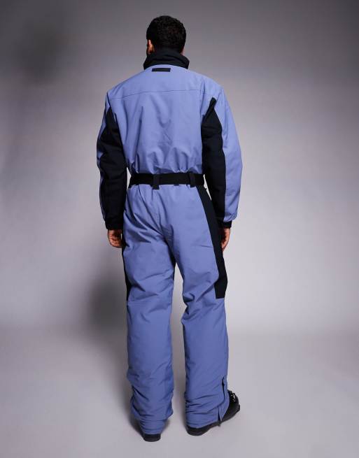 ASOS 4505 - Ski - Tuta da sci dritta idrorepellente nera e azzurra con cintura, 2 di 5