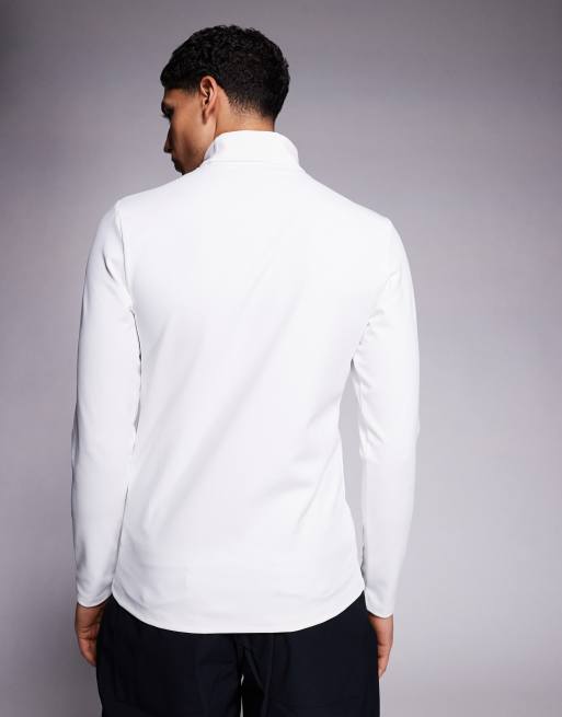 ASOS 4505 – Ski – Vit underställströja i svettavledande termofleece med polokrage, 3 av 5