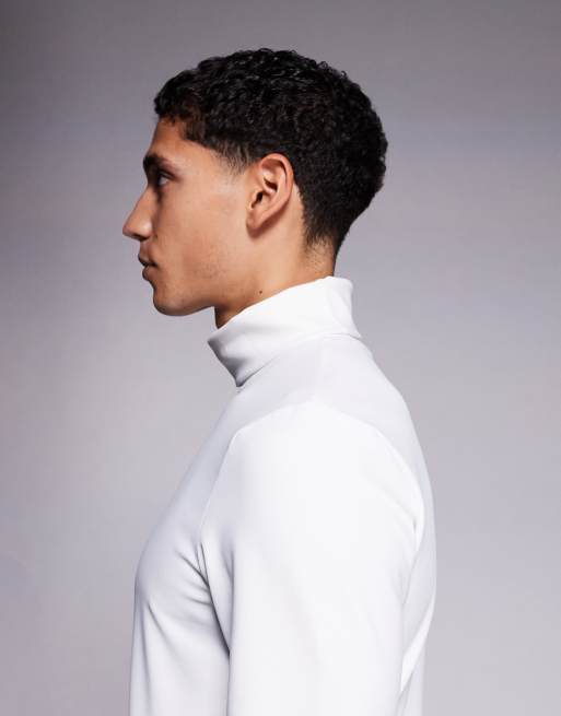 ASOS 4505 – Ski – Vit underställströja i svettavledande termofleece med polokrage, 4 av 5
